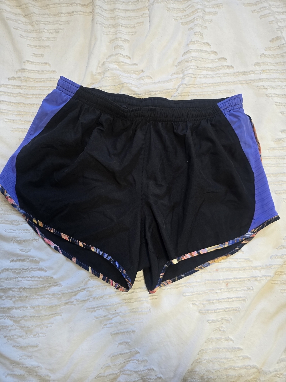 Nike Dri-FIT Running ShortsWomen’s Black Athletic Shorts with Purple Side Panels